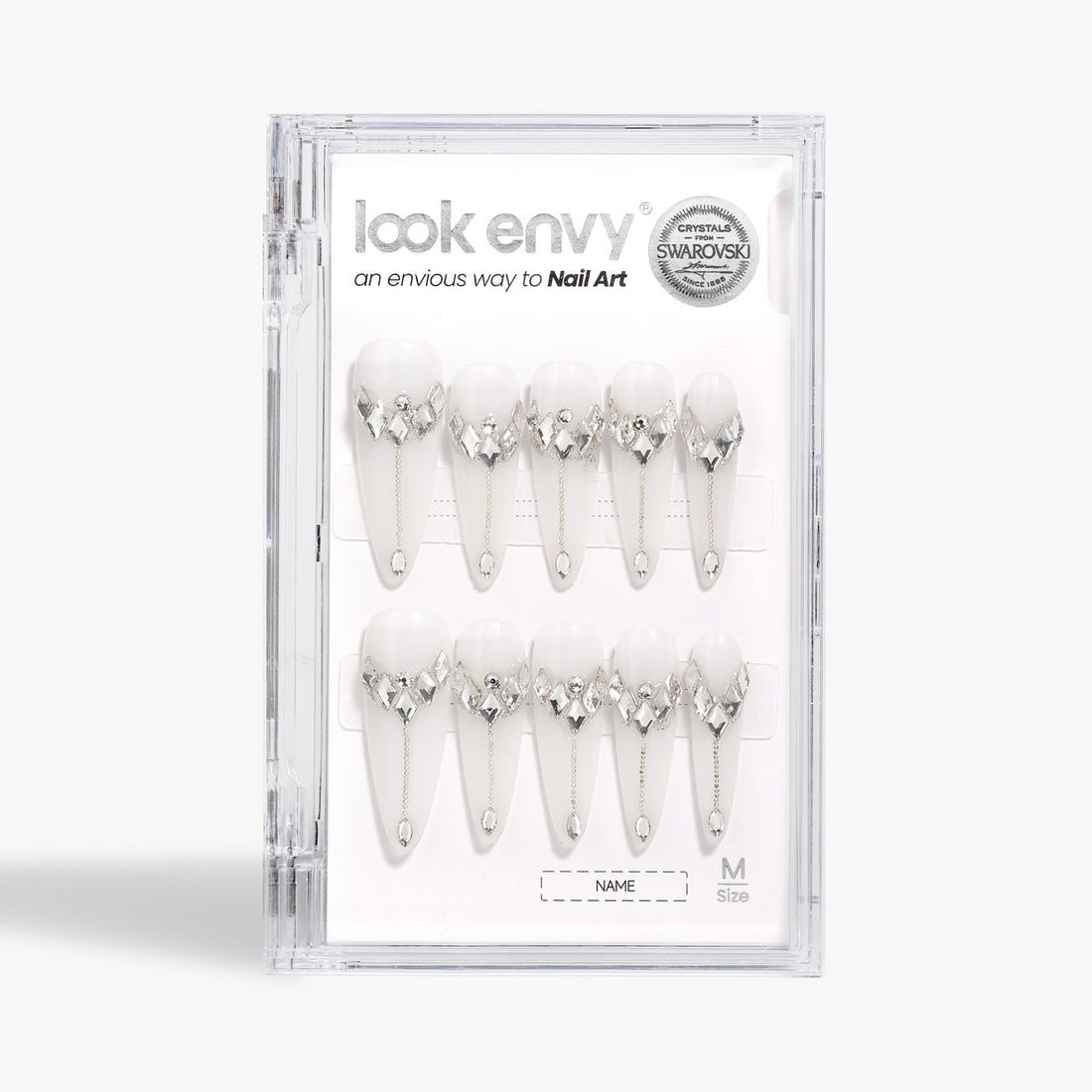 Long Stiletto-Shaped Fake Nail Milky White Nail Art With Luxury  Swarovski Crystals Decor Luxury Press On Nail Handmade