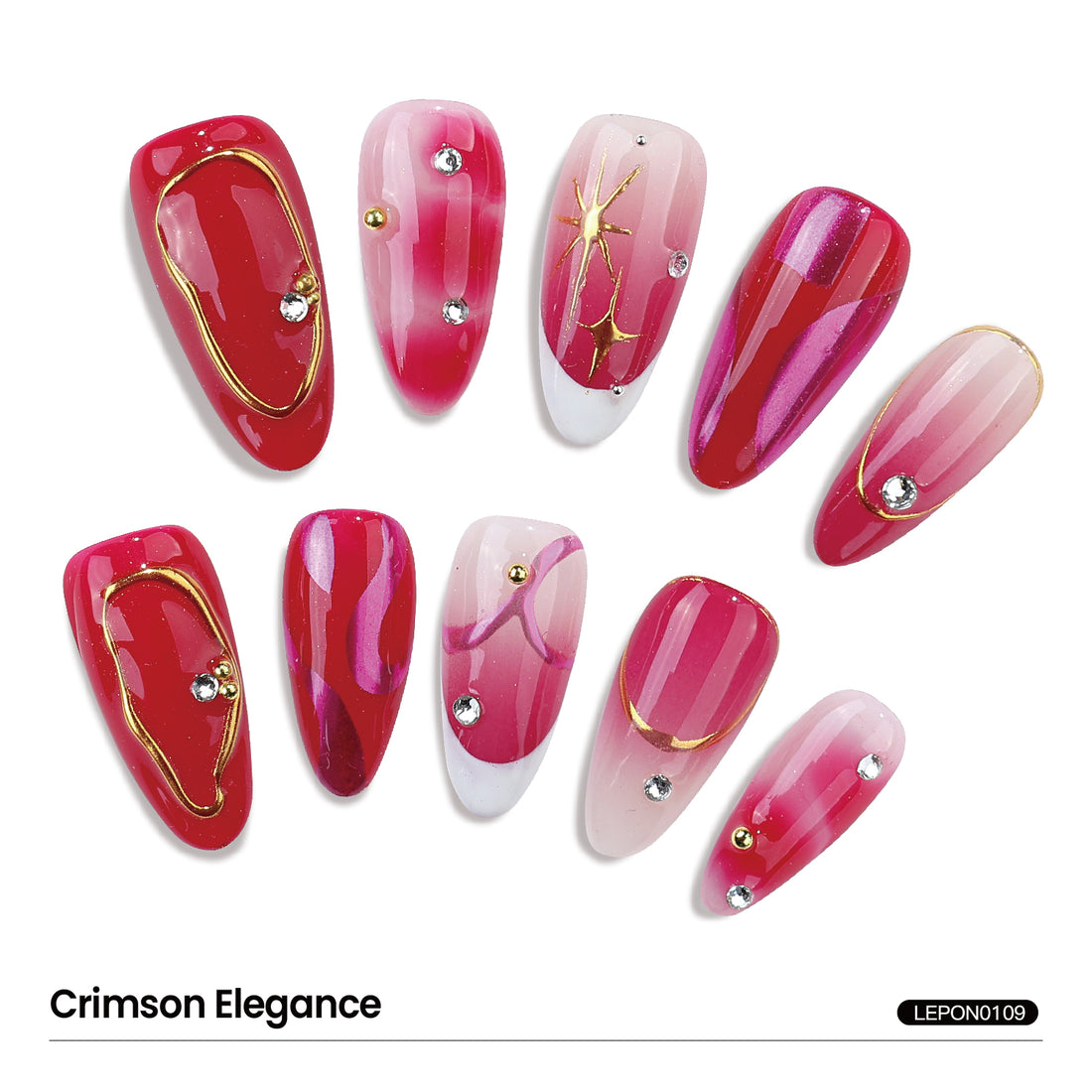 Medium Almond-Shaped Gradient Pink Fine Flash Nail Design French Tips Nail Art Set Handmade Press On Nail